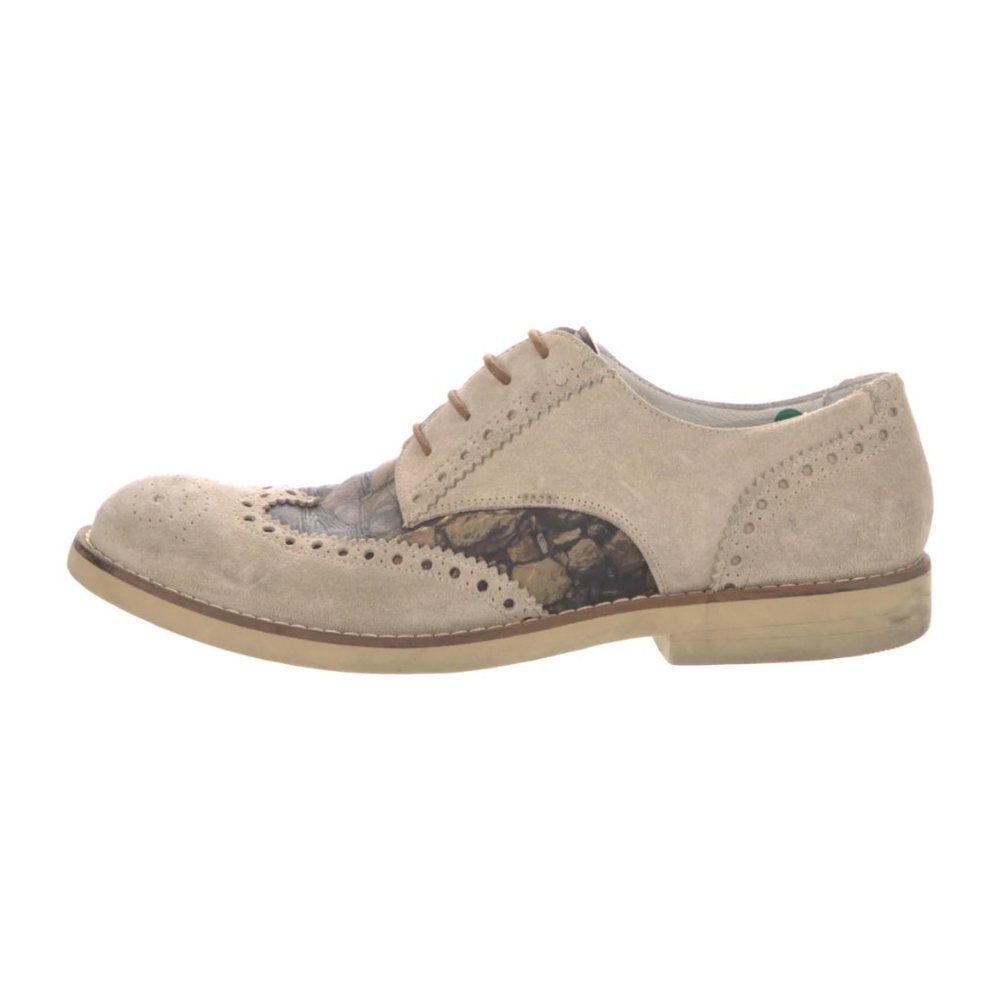 DEL TORO Suede Lasercut Accents Brogues Mens Loafers Cream Nubuck Wingtip Sz 11 - Picture 1 of 5